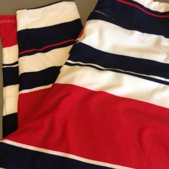 Lularoe leggings red white and blue stripped one size - Picture 2 of 4